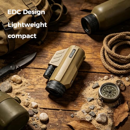 Waterproof Monocular Telescope | Lightweight with Travel Bag, Compact, 12X Magnification, Wide Field of View for Bird Watching, Hunting, Hiking, Camping (12x32, Desert Color) - color: Desert color