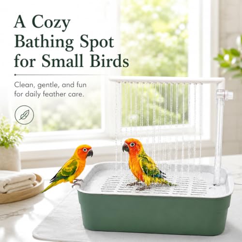 Parrot Bathtub Indoor Automatic Bath Shower,Bird Bath with Pump(Big Green) | Bathtub with Running Water,Large Bird Shower Fountain,for Birds African Grey Amazon Conure Parakeet Cockatiel - color: Green