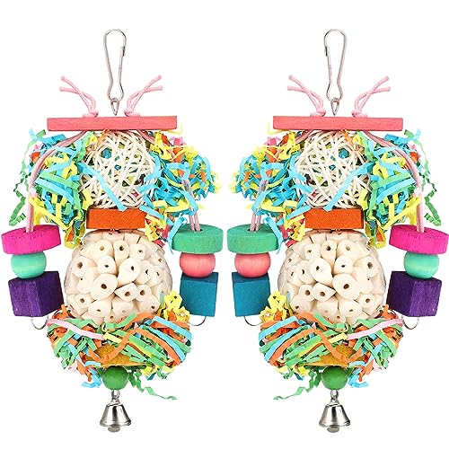 BBjinronjy Bird Toys,2PCS Hanging Natural Soft Sola Ball Beak Chew Shred Forage Toys for Parrots,Cockatiel,Conure,Love Birds,Parakeets,Budgie and Other Small Birds - size: Medium B