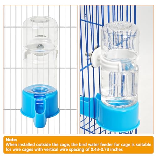 BNOSDM Automatic Bird Water Dispenser 2 Pcs No Mess Parrot Cage Water Feeder Drinker Suspended Bird Drinking Device Parakeet Cage Accessories for Budgies, Cockatiel, Conure, Canary, Finch (Blue) - color: 2 Pcs Blue Automatic Bird Water Dispenser