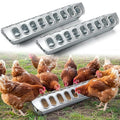 Potchen 2 Pcs Slide-top Poultry Feeder Durable Galvanized Metal Chicken Feeder Trough with Removable Top Trough Multi-Hole Tray for Pigeon Quails Duckling Birds Duck Chicken(15.5 Inch) - size: 15.5 Inch