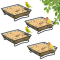 4 Pcs 7x7 Inch Metal Ground Bird Feeder Tray – Rust-Resistant Platform Feeders for Wild Birds and Squirrels – Outdoor Use in Garden, Lawn, or Patio - size: Square - 4 Pcs