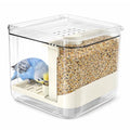 No Mess Bird Feeder for Cage Automatic Bird Seed Feeder | Seed Cube for Bird Cage with Perch & Transparent Food Container Parakeet Cage Accessorie for Parrots Budgies Lovebirds Canary