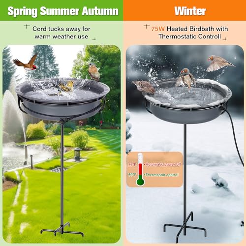 Bird Baths for Outdoors, Bird Bath Bowl Water Feeder Outdoor for Hummingbirds for Garden Yard Patio Lawn, Ideal for Attracting Birds(Freestanding Style) - style: Freestanding Style
