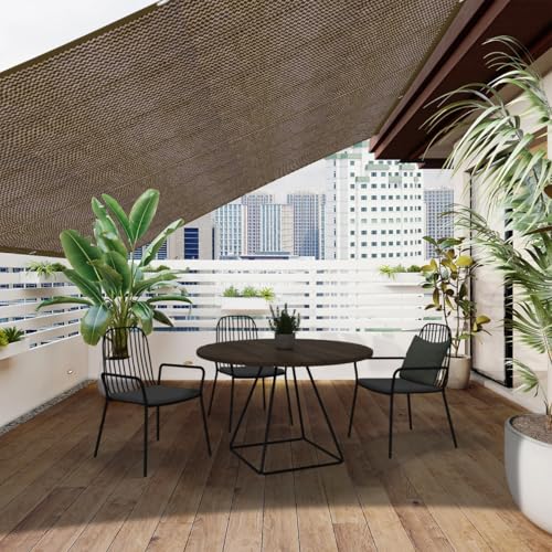 90% Coffee Brown Shade Cloth, 6.5 x 10 ft with Reinforced Grommets | Durable mesh shade net for greenhouses, plants, chicken coops, pergolas, pools, canopies, patios and gardens - color: 6.5ftx10ft