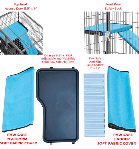 Deluxe Two Tiers Small Animal Critter Cage Tight 1/2-Inch Bar Spacing Water Bottle Food Bowl Feisty Ferret Hammock Chinchilla Rat Mice Squirrel Rabbit Sugar Glider Easy Clean Pull Out Grate Tray - color: Black Vein, size: 24"L x 17.5"W x 34"H
