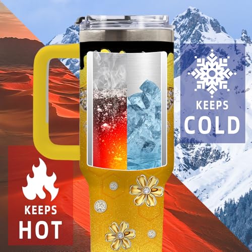 DUUV Queen Bee Tumbler 40oz, Insulated Gold Bee Gift for Women | Diamond Bees Tumbler Leakproof, Girly Bees Design Mug, Gold Honeycomb Gift for Women, Chrismas Birthday Ideal Gifts, 1 Pack - color: Diamond Bee