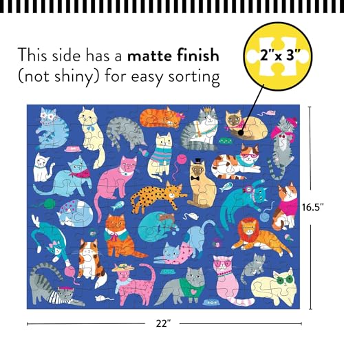 Mudpuppy Cats and Dogs Double-Sided Puzzle, 100 Pieces, 22”x16.5” – Perfect Family Puzzle for Ages 6+ - Colorful Illustrations of Dogs on One Side and Cats on the Other – Two Fun Puzzles in One Box - style: Cats & Dogs
