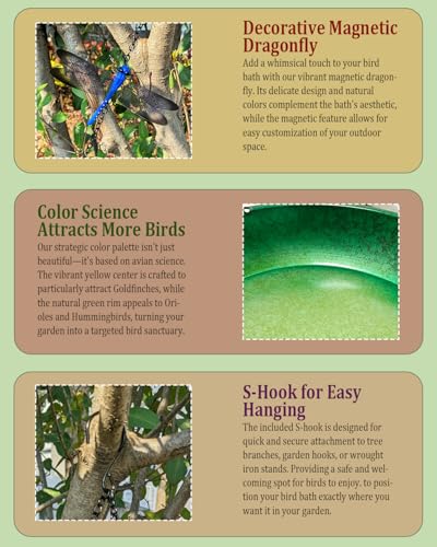 Hanging Bird Bath for Outside Metal Window Bird Feeder & Bath with Green Lime Gradient for Birds to Bathe Drink and Feed Anti-Splash Design Outdoor Garden Patio Decoration to Attract Wild Birds 11 in - color: Peacock Green Gradient