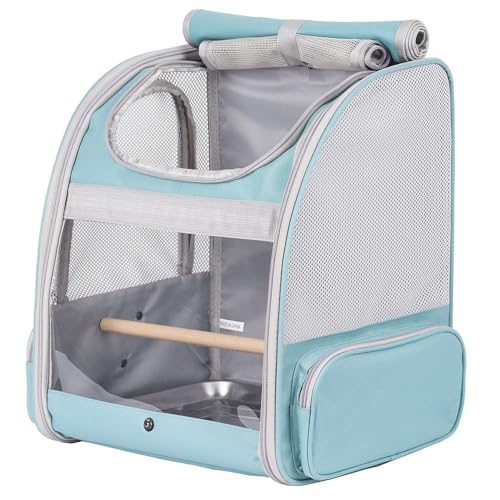 Bird Backpack Carrier with Stand Perch, Bird Travel Backpack for Hiking, Airline Approved Green Bird Backpack - color: Green