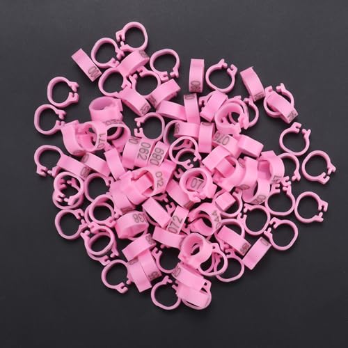 100Pcs Pigeon Leg Bands, 8mm Numbered Bird Leg Rings for Small Birds Poultry Foot Clips for Finch Dove Lovebird Quail