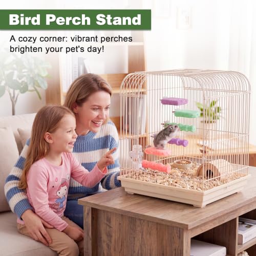 6 PCS Bird Beak Grinding Stone, Bird Perches, Nail Trimming Stick (Long) | For Small Medium Cockatiel Lovebird Finch Chinchillas Hamsters, Climbing Ledge, Grinding Claws and Beaks, Playful Design - size: Long