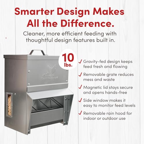 RentACoop Metal Trough Feeder, Gravity-fed 10lb Chicken Feeder - size: 10LB Capacity