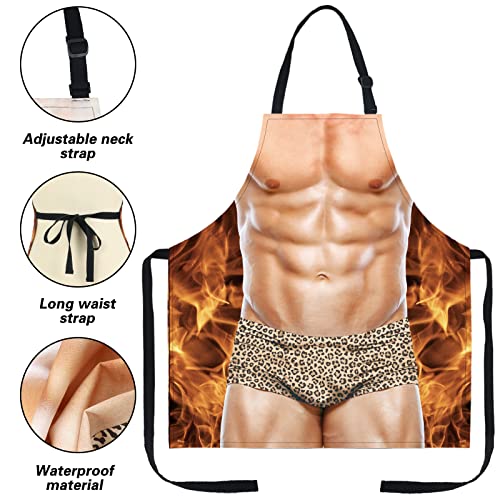 Funny Men Cooking Grilling Aprons Muscles Guy BBQ Funny Gag Gifts for Christmas, White Elephant Gift Exchange (Muscleman 2, One Size) - color: Muscleman 2