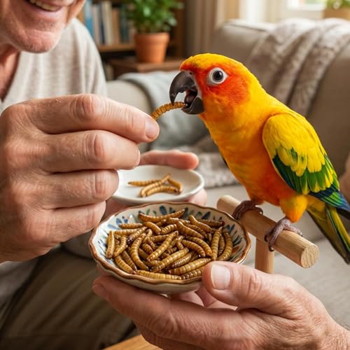 Premium Dried Mealworms for Birds, 4 oz Canister - 100% Natural Bird Food Wild Bird Treat - High Protein Feed for Chickens, Bluebirds, Robins & Wild Birds - Easy-Pour Container (4 oz)