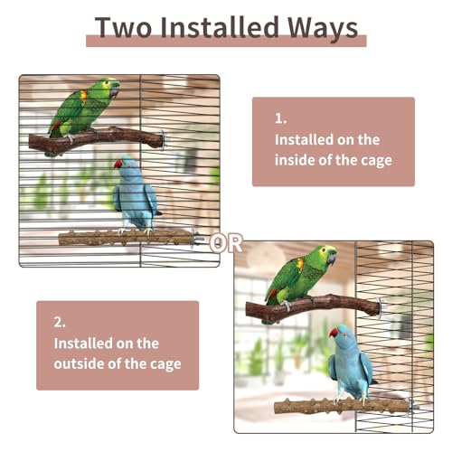 Bird Perches, 5pcs Natural Wood Birds Stand Branch, Bird Perch Chewing Stick Cage Accessories Parrot Climbing Standing Branches Paw Grinding Fork Sets for Cockatiels Ringneck Parrots