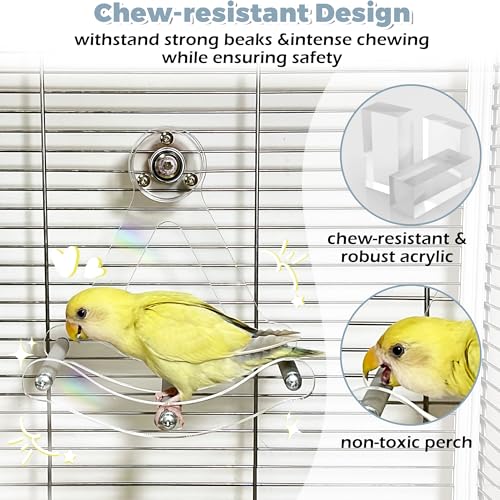 Bite-Resistant Acrylic Rocking Bird Nail Trimming Perch Stand | Easy to Clean, Interactive Bird Toys for Parakeets for Cage, Budgie Puzzle Toys for Parrots, Bird Enrichment Toy for Lovebird