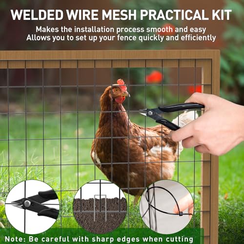 Black PVC Coated Welded Wire Fence 36 in x 50 Ft for Yard Plant Protection | 2 x 3 Inch 16GA Garden Border Fencing Roll Metal Wire Mesh Animal Barrier Fence for Dog Poultry Netting - size: 36in x 50ft