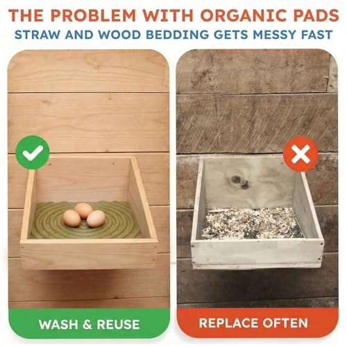 Lil'Clucker Washable Chicken Nesting Pads for Laying Eggs Nesting Pads for Chicken Coop Nesting Chickens Durable Chicken Bedding for Coop, Poultry Nest Box Pads for Chickens (Green, 6-Pack) - color: Green, size: 6-Pack
