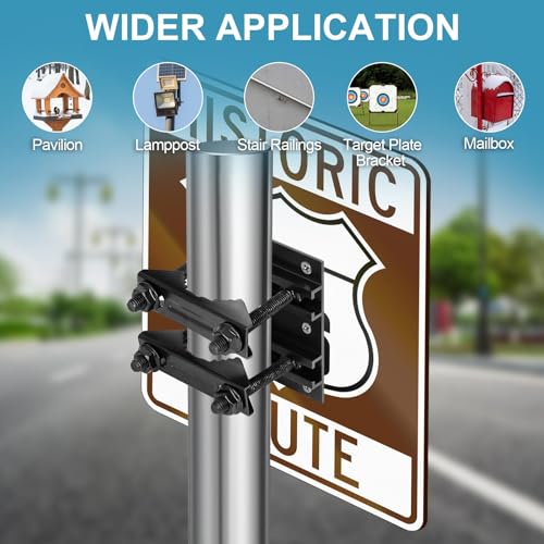 Post Tubes Mounting Bracket, 1-Pack Adjustable Solar Mounting Bracket Fence Hook Compatible with Round, Square, T-Posts, Irregularly Shaped Pipes (Max. 1-3/4" Width)