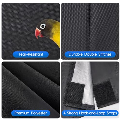 LWFCOEE Bird Cage Cover, 33”L×23”W×41”H Large Birdcage Covers for Night, Waterproof Heavy Duty Cage Covers for Parrot Parakeet, Black