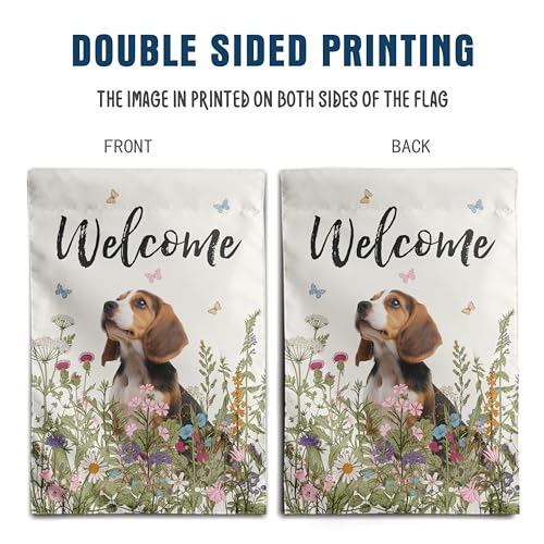 Floral Beagle Garden Flag Spring Summer House Flags 28 x 40 Double Sided Flower Dog Yard Flags for Outside Large Outdoor Welcome Flags - color: p-beagle