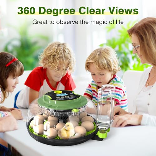 18 Chicken Egg Incubator with Temperature Control Auto Egg Turner | Humidity Display, Egg Candler, 2 Size Egg Trays, Chick Incubaotrs for Hatching Eggs Digital Incubator for Chicken, Duck Eggs - style: 18 Eggs