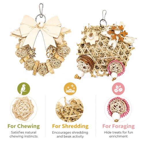 2PCS Natural Bird Toy,Chew Toys for Parakeets,Cockatiels,Conures,Love Birds,and Other Small to Medium Birds - style: Style 1