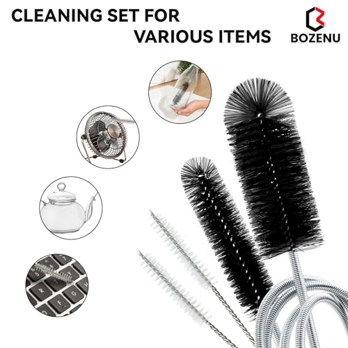 Flexible Drain Brush, 66 Inch Long Double Ended Hose Pipe Cleaners and 58 Inch Tube Cleaning Brush and 2 Pack 8 Inch Straw Cleaner Brush - color: Black