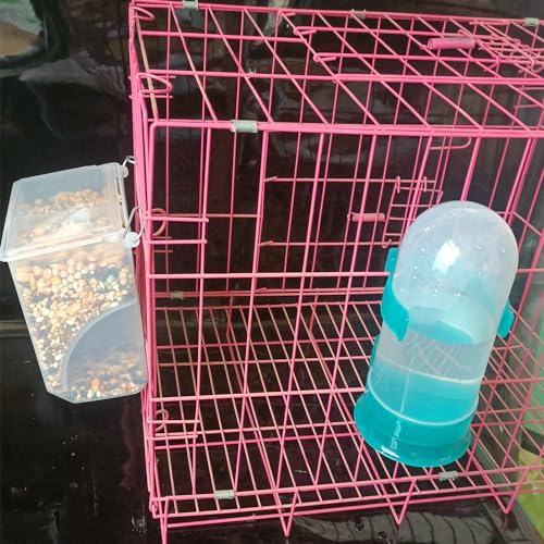 Automatic Pigeon Bird Feeder Water, Plastic Feeder Water Dispenser Drinkers for Cage, No Mess Hanging Parrot Food Feeding, Cage Accessories for Parakeet Quail Bird Chicken (3 Hole - Iron Wire) - size: 3 Hole - Iron Wire