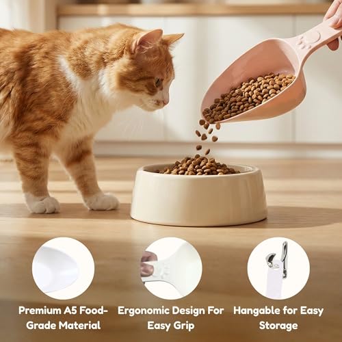 Dog Food Scoop 1 Cup, One Cup Measuring Cup, Food Grade Melamine Pet Food Measuring Scoop with 1/2 & 1/4 Cup Markings, Long Handle Food Scoop For Cat, Brid, Rabbit, Sturdy & Dishwasher Safe(White) - color: White