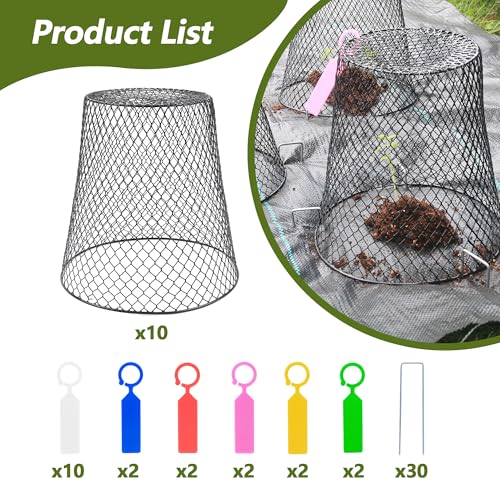 10 Pack 9.2 x 9.2 Inch Chicken Wire Cloche Plant Protectors from Animals | Plant Cages for Outdoor Plants Keep Rabbits Squirrels Birds Deer Out, Sturdy Garden Cloche for Vegetables Flowers Seedlings - size: 10PCS-9.2"x9.2"