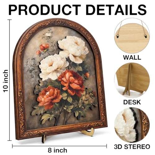 Vintage Floral Bouquet Wall Art Sign for Living Room Decor, Shabby Chic Flower Wall Decor, 8x10 Inch - color: Floral-2