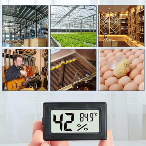 EWPJDK 6 Pack Mini Hygrometer Thermometer Indoor Humidity Meter Digital | Mini Digital Gauge for Humidors, Greenhouse, Garden, Cellar