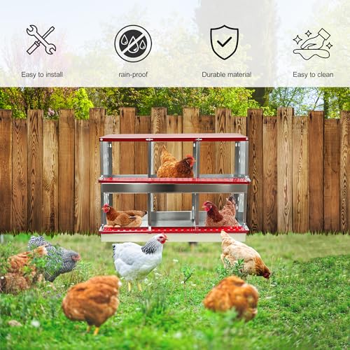 XINYI Chicken Nesting Boxes for Laying Eggs,Metal Coop for 6 Chickens,Roll Away Nesting Boxes,Easy Egg Collection,Brooder Box for Rabbit,Squirrel,Parakeet,Owl,Cockatiel,Robin - size: 23.6"L x 11.0"W x 24.8"H