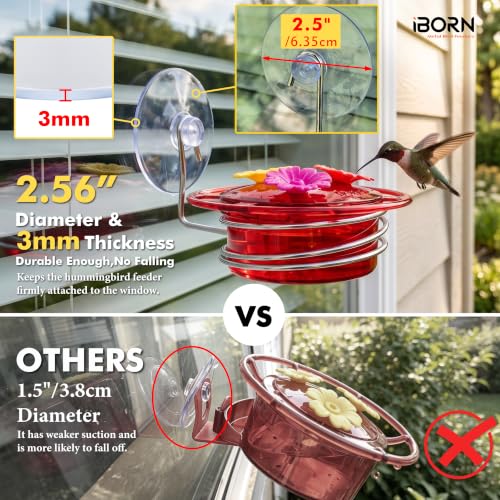 Window Hummingbird Feeder with Strong Suction Cup, BPA-Free 3.4OZ, Red 3 PK | Bee-Proof, 3 Feeding Ports, Twist-Off Lid, Easy Cleaning, Height-Adjustable, Durable for Outdoor - style: Window Hummingbird Feeder 3.4oz,3 Set