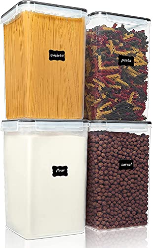 Vtopmart Extra Large Airtight Food Storage Containers, 6.5L, 4 Pcs | For Bulk Flour and Sugar Storage, Airtight Seal, Multiple Sizes, BPA Free, Food Grade Material, Dishwasher Safe (Not Lids) - color: Black, size: 6.5L