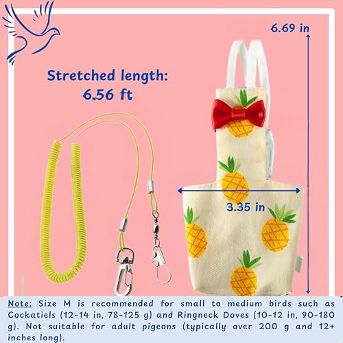 Pigeon Diaper Harness and Bird Leash Set, Birds Diapers for Pigeons and Stretch Leash Pigeon Harnesses, Diapers for Cockatiel Parrot Parakeet, Macaw Harness and Leashes, Pants (M-Yellow)
