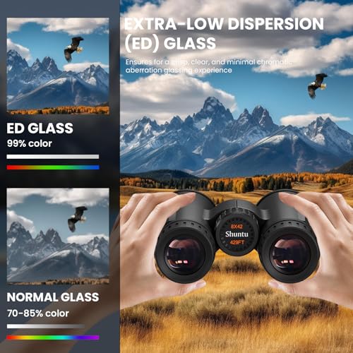 Premium ED HD Binoculars 10x42 for Adults, Waterproof & Fogproof with Magnesium Alloy Body, BAK4 Prism - High Power Binoculars for Bird Watching, Hunting, Travel & Outdoor Sports, Compact - size: ED10X42