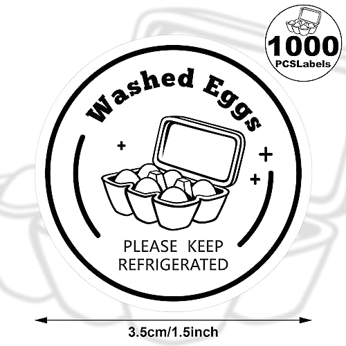 1000 Pcs Farm Fresh Eggs Carton Labels 1.5 Inch Round Self Adhesive Stickers for Chicken Quail Duck(Washed Eggs) - style: Washed Eggs
