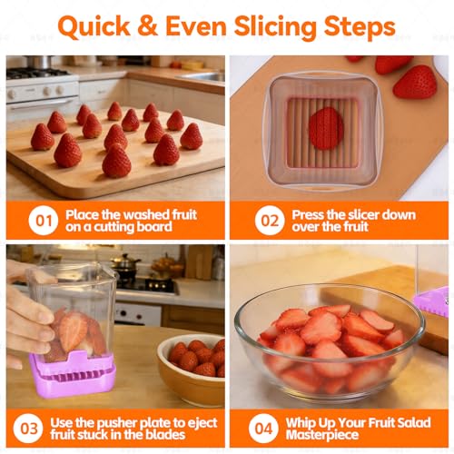 Fruit Slicer Cup for Strawberry, Banana, Hard-Boiled Egg - Detachable Cutter with Push Plate - Rapid & Safe Slicing Kitchen Gadget for Quick Meal Prep (Purple) - color: Purple