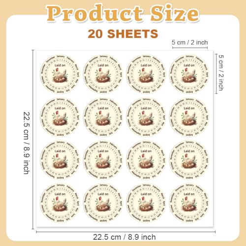 320 Pcs Egg Carton Labels, 2 Inch Round Farm Fresh Lain on Sticker PET Adhesive Egg Packaging Sticker for Box Container Carton Farm Supplies - color: Dates Are Optional