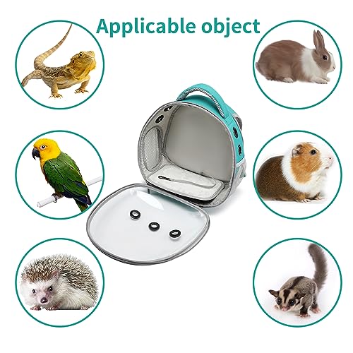Portable Travel pet Backpack Carrier Hamster Bag Guinea Pig Bird Small Dog cat Turtle Carrier Rabbit Cage Squirrel Bearded Dragon Breathable Hangbag (Green) - color: green