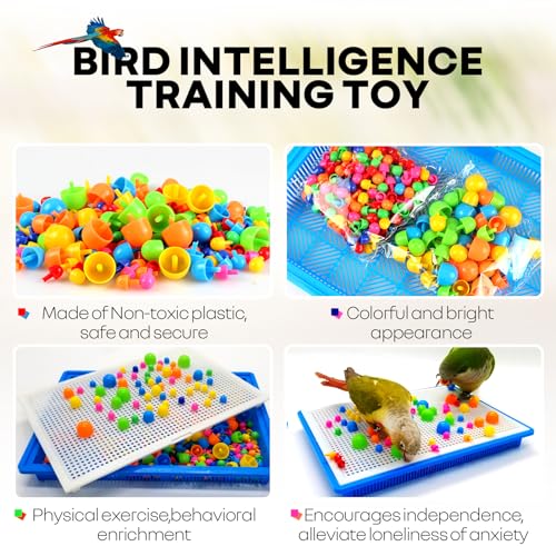 QBLEEV Parrot Puzzle Toys - Bird Intelligence Training, Parakeet & Conure Cage Accessories, Cockatiel Foraging & Chewing Toys - size: Large
