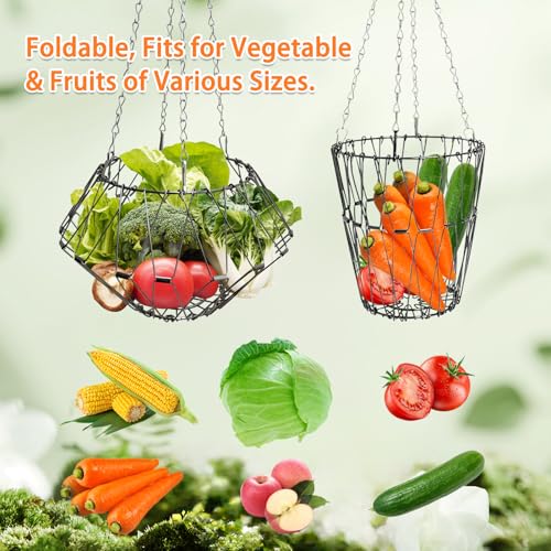 Hanging Chicken Feeder,9.25IN Large Foldable Chicken Vegetable Treat Holder Ball with 4Pcs Hanging Stainless Chain,Sturdy Poultry Cabbage Feeder Basket for Chicken Coop(Large) - size: Large