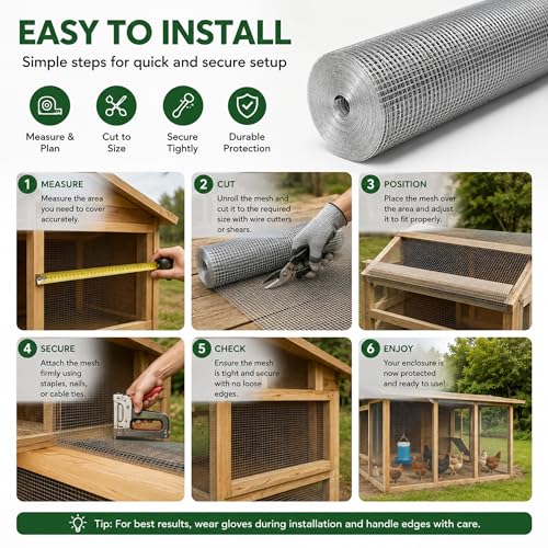 Hardware Cloth 1/4in 48inx100ft Hot Dip Galvanized 23 Gauge Chicken Wire Fencing Roll Poultry Animal Netting Cage Screen Chicken Coop Accessories Garden Plant Supports - size: 1/4'' 48'' X 100'
