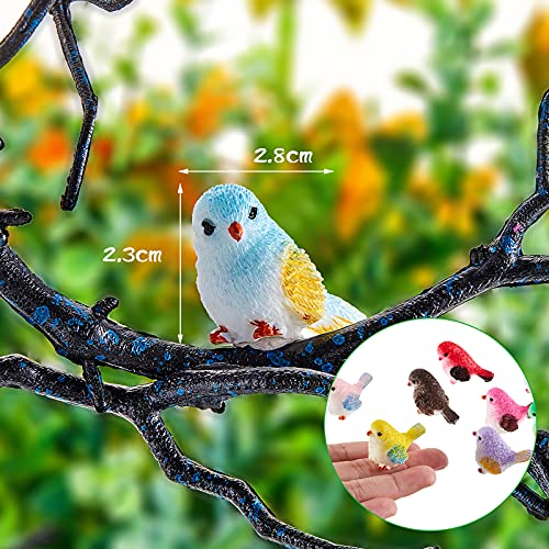 Skylety 16 Pieces Miniature Bird Figurines Dollhouse Simulation Decorative Bird Figures Cute Animal Model for Garden, Miniatures Moss Decoration, Micro Landscape