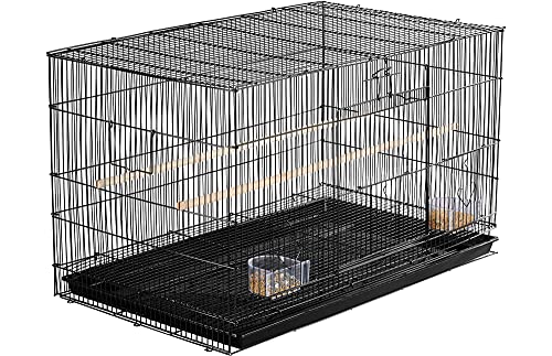 Topeakmart Pet Products Stackable Rectangle Flight Bird Cages for Small Birds Parrots Parakeets Cockatiels Conures Budgies Lovebirds Canaries Finches w/Slide-Out Tray - color: Black