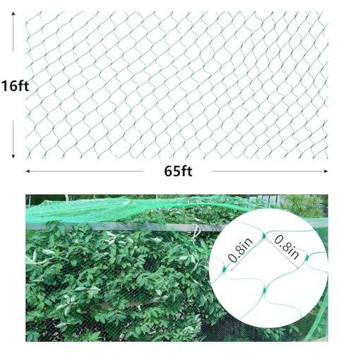 Bird Netting,Kikhope 16ft x 65ft Garden Netting Plant Cover Netting,Anti Bird Netting Poultry Netting for Protecting Vegetables, Fruits and Plants