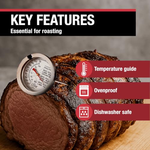 CDN Ovenproof Meat Thermometer NSF Certified Pro Accurate, Temperature Guide on 2" Dial - Easy-to-Read - Poultry, Roasting, Waterproof - IRM200 - size: 2" Dial